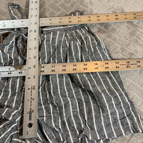 Express Womens Small Short Shorts Linen Blend Gray Striped High Rise Stretch - Picture 7 of 12